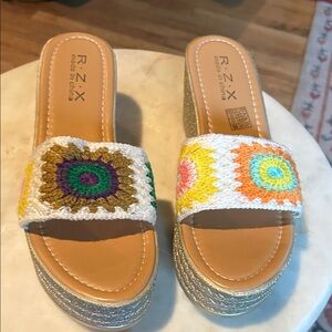 Women's Crochet Slide Sandals - Multicolor
